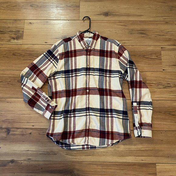 Portuguese Flannel, Beige/Red/Blue, 'Coachella' Check Flannel Button Down, XL - Picture 1 of 10